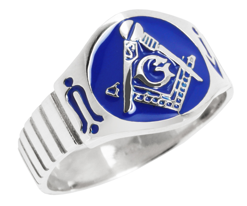 Mens Sterling Silver Gold Masonic Freemason Mason Ring  