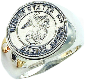 Mens .925 Sterling Silver US Marine Corps Military Ring  