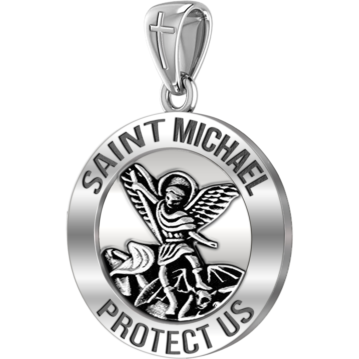Men’s 925 Sterling Silver Round Saint Michael Antique Finish Medal Pendant eBay